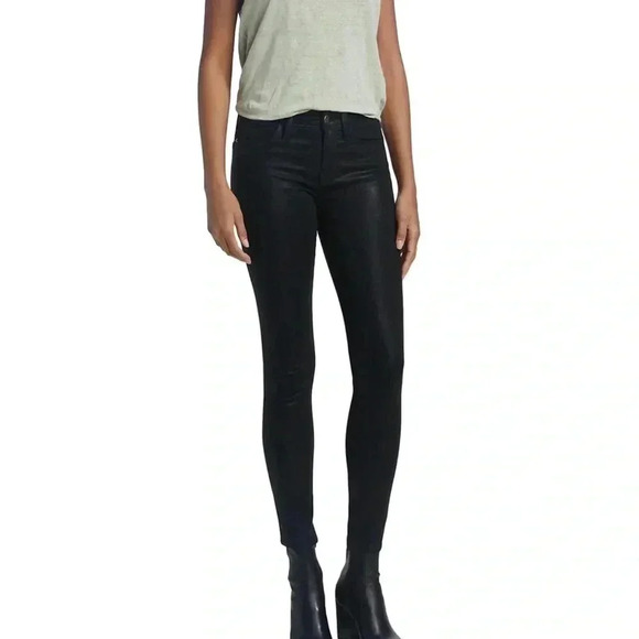 Frame Le Skinny De Jeanne Noir Coated Jeans size 27 - Picture 1 of 13